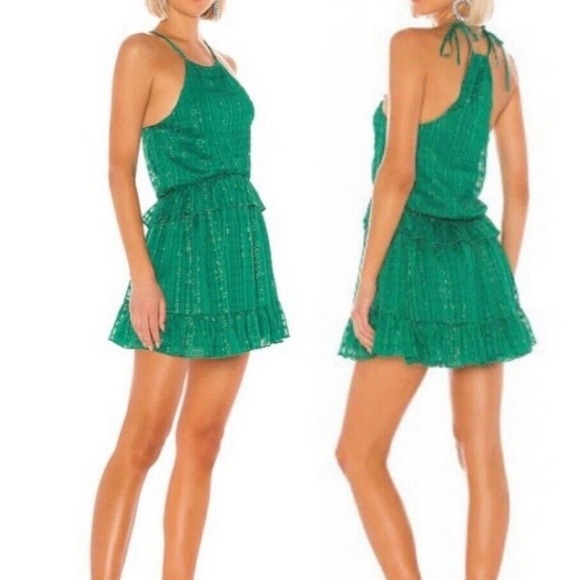 Lovers + Friends Banks Mini Dress Halter Tied Strap Ruffle - Picture 8 of 8